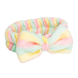 Lindo Candy Pastel Striped Face Wash Bow Plush Headband - Aura In Pink Inc.