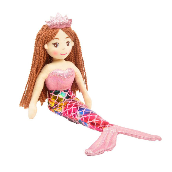 Linzy Plush Under The Sea Alani Mermaid w/Metallic Rainbow Scales Tail - Aura In Pink Inc.