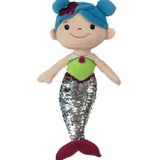Linzy Plush Under The Sea Blue Hair Mermaid w/Metallic Magenta Pink Flip-Sequins Tail