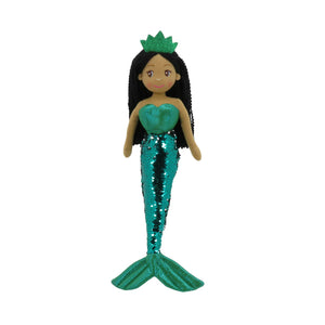 Linzy Plush Under The Sea Jade Mermaid w/Metallic Green To Silver Flip Sequin Scales Tail