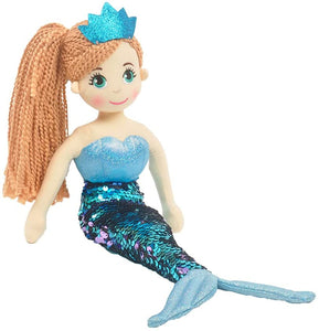 Linzy Plush Under The Sea Perla Mermaid w/Metallic Blue Reversible Flip Sequin Scales Tail - Aura In Pink Inc.