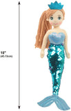 Linzy Plush Under The Sea Perla Mermaid w/Metallic Blue Reversible Flip Sequin Scales Tail - Aura In Pink Inc.