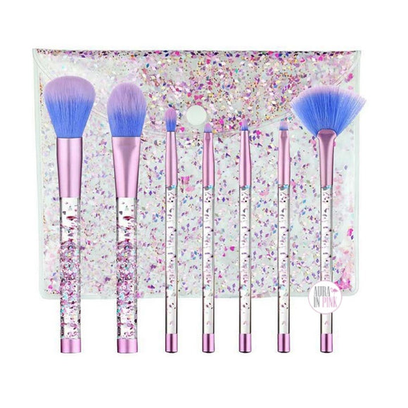 Fabulous Liquid Glitter Makeup Brush and Bag Set - Aura In Pink Inc.