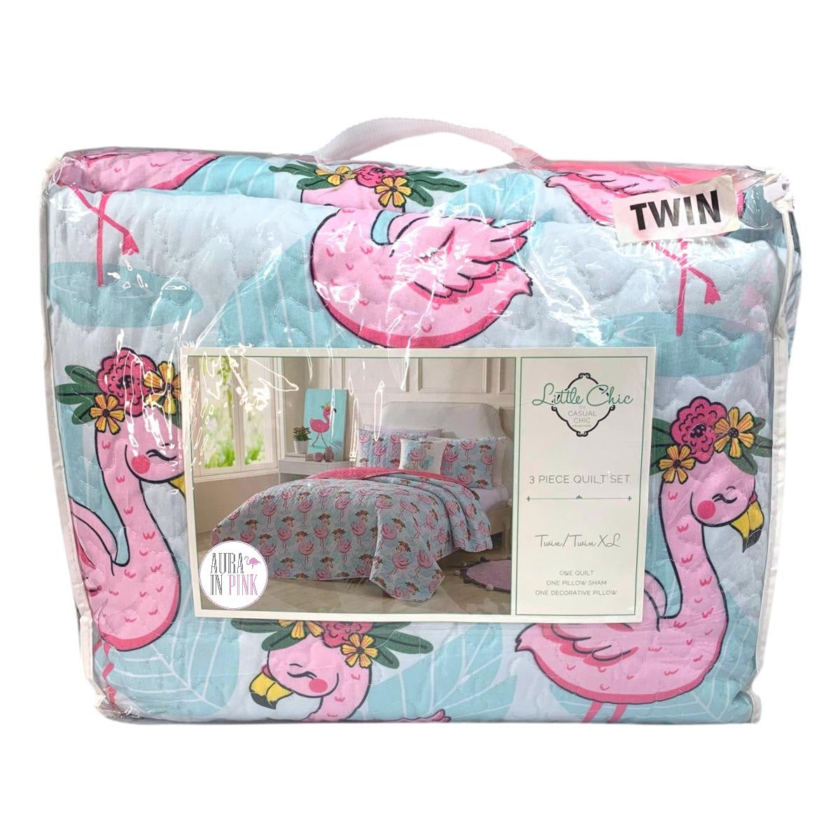 Little Chic by Casual Chic Collection Pink Flamingos Pc Twin XL