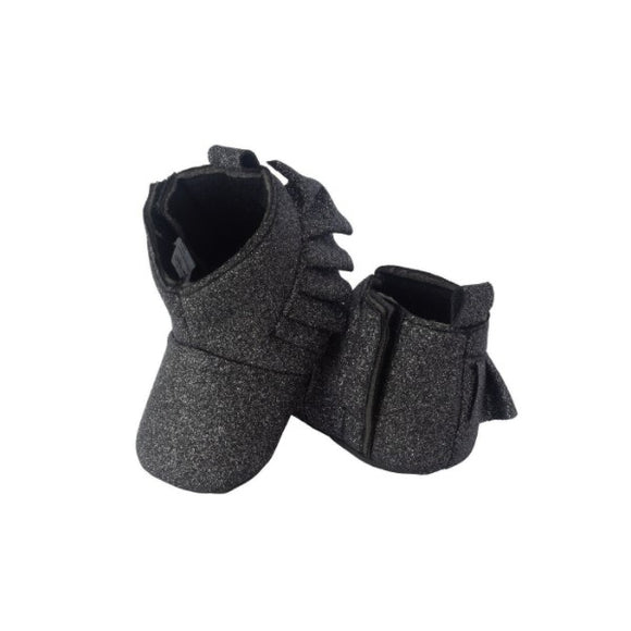 Little Me Black Sparkly Bling Frill Baby Boots - Aura In Pink Inc.