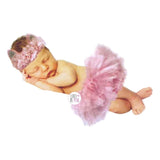 Little Me Pink Sparkly Tutu & Floral Eared Headpiece Baby Photo Op Set