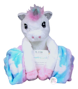 Love 2 Design Snuggly Friends Unicorn Plush & Pastel Unicorns & 40" x 50" Stars Throw Blanket Set - Aura In Pink Inc.