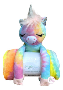 Love 2 Design Snuggly Friends Unicorn Tie-Dye Pastel Plush & 40" X 50" Throw Blanket Set - Aura In Pink Inc.