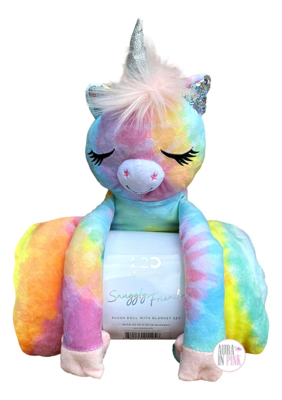 Love 2 Design Snuggly Friends Unicorn Tie-Dye Pastel Plush & 40