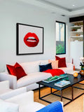 Marmont Hill Artisan Hand-Foiled Red Lips Wall Art Framed In Glass - Aura In Pink Inc.