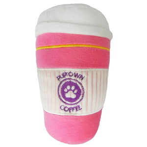 Macbeth Collection Puptown Chic Pink Coffee To-Go Squeaky Plush Dog Toy - Aura In Pink Inc.
