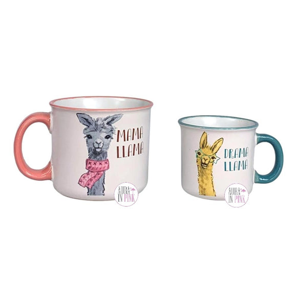 Madison Home Mama Llama & Drama Llama Mommy & Me Ceramic Camper Mug Boxed Set - Aura In Pink Inc.