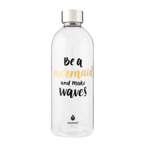 Manna Be A Mermaid And Make Waves Lightweight & Shatterproof 1L Tritan Water Bottle w/Stainless Steel Cap - Aura In Pink Inc.