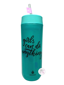 Manna Navigator Girls Can Do Anything Green Double Wall Bottle & Straw Set