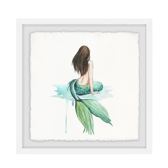 Marmont Hill Eyre Tarney Watercolor Mermaid Wanderer Framed Art Print In Glass - Aura In Pink Inc.