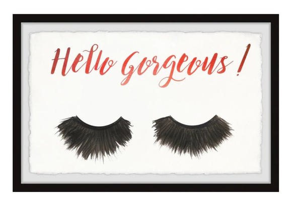 Marmont Hill Hello Gorgeous Eyelashes Framed Art Print In Glass - Aura In Pink Inc.