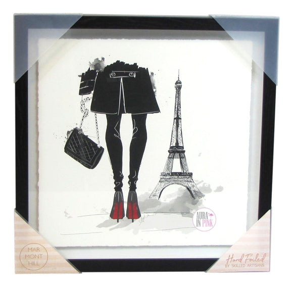 Marmont Hill Artisan Hand-Foiled Red Bottoms In Paris Wall Art Framed In Glass - Aura In Pink Inc.