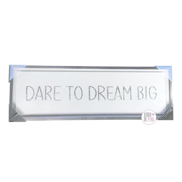 Marmont Hill Silver Glitter Dare To Dream Big Framed Wall Art Print In Glass 30