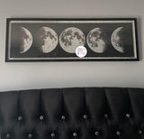 Marmont Hill Silver Glitter Moon Phases Framed Art Print In Glass 24" x 12"
