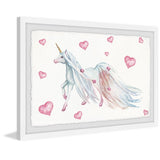 Marmont Hill Unicorn Hearts Watercolor Pastel Wall Art Print Framed in Glass 20" x 16" - Aura In Pink Inc.