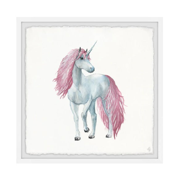 Marmont Hill Unicorn Watercolor Pastel Wall Art Print Framed in Glass 18