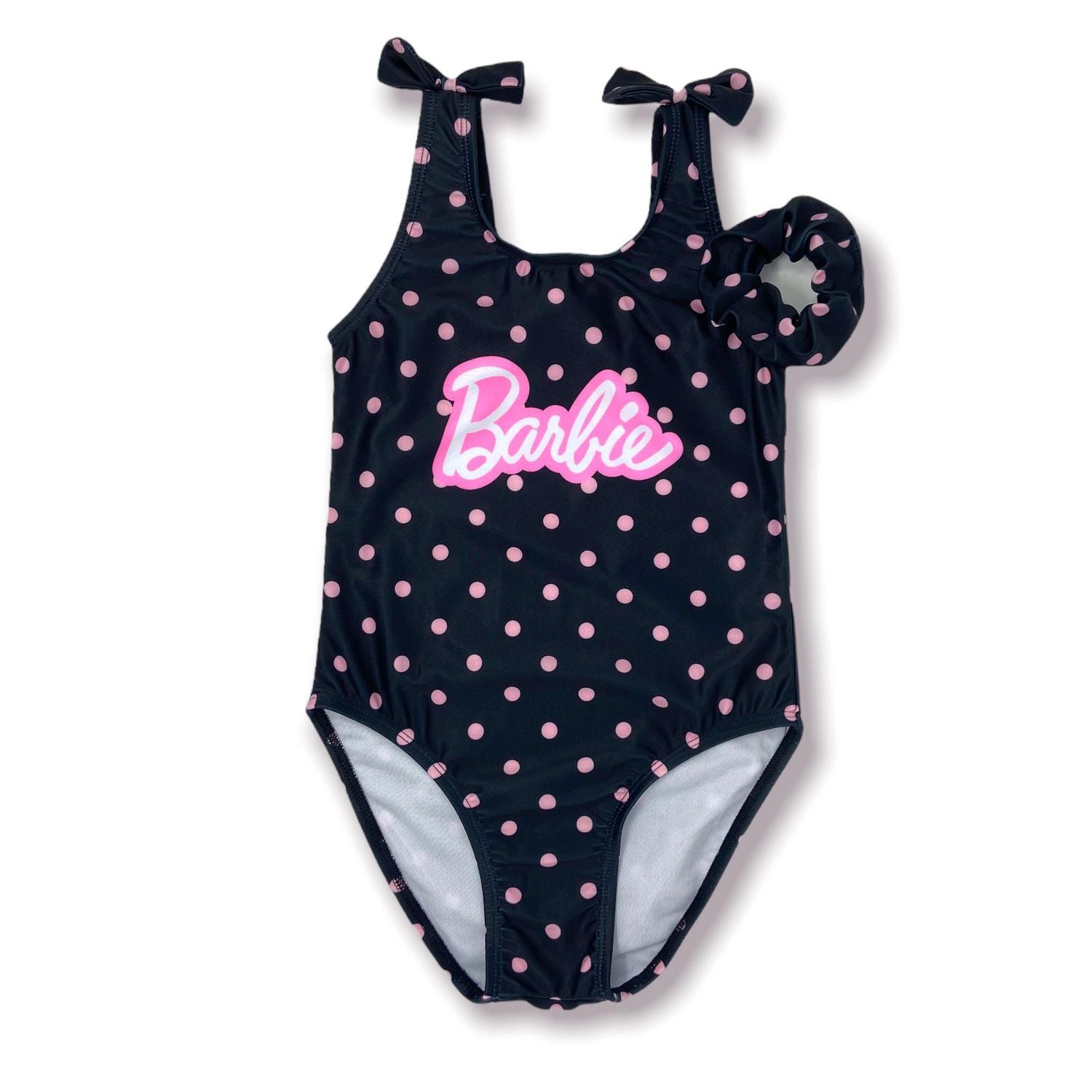 Mattel Barbie Black w/Pink Polka Dots Shoulder Bow Ties Girls' Bathing –  Aura In Pink Inc.