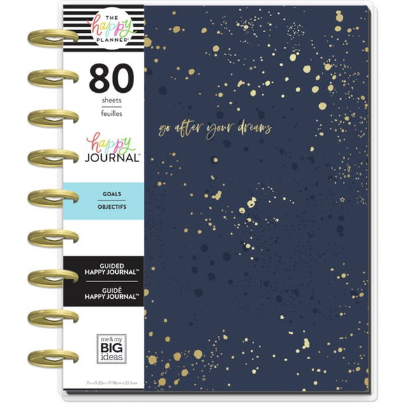 Me & My Big Ideas Go After Your Dreams Navy Night Sky Gold Stars Dreamer Classic Guided Happy Notes Journal - Aura In Pink Inc.