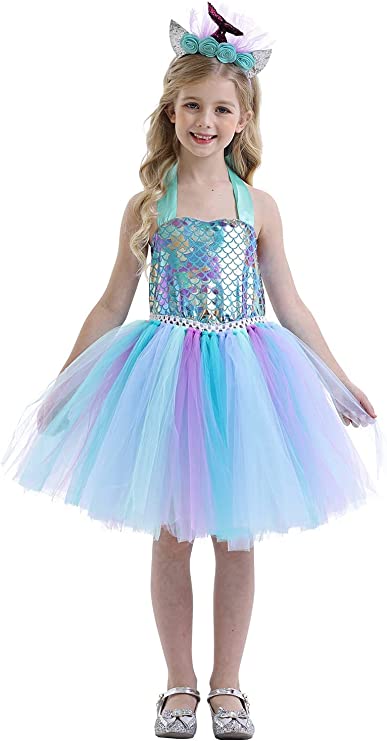 Tutu Dreams Mermaid Metallic Scales Aqua & Purple Tulle Tutu Dress W/Matching Tiara 8T Extra Large