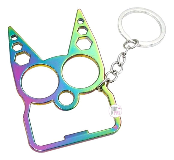 Metallic Rainbow Kitty Multi-Use Keychain - Aura In Pink Inc.