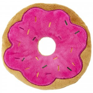 Metropawlin Pet Sprinkled Pink Strawberry Donut Plush Squeaky Dog Toy - Aura In Pink Inc.
