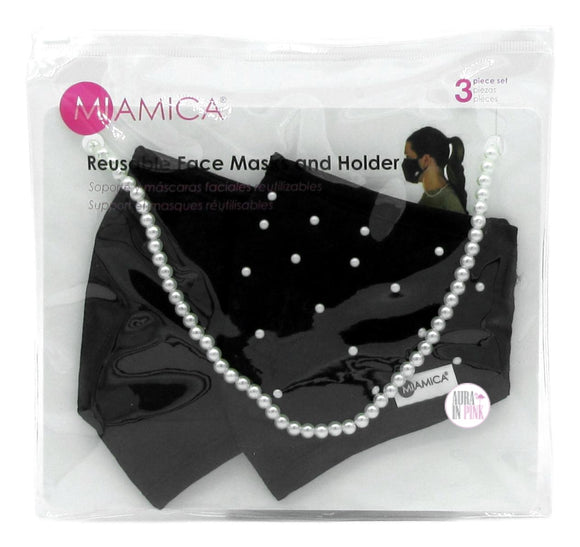 Miamica Bougie Pearl Dual Face Mask Set w/Gorgeous String Pearl Retainer - Aura In Pink Inc.