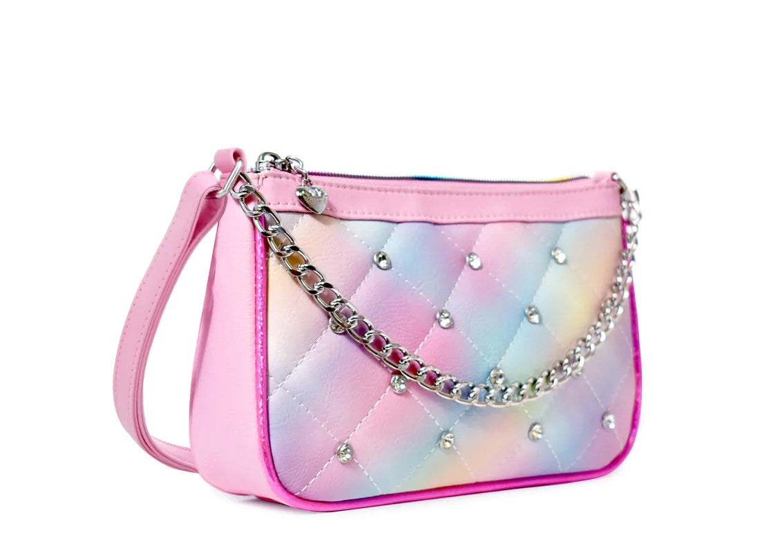 Miss Gwen s OMG Handtasche fur Madchen Pastell Kaugummi Regenbogen gesteppt glitzernd