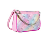 Miss Gwen's OMG Girls' Pastel Bubble Gum Rainbow Quilted Bling Handbag Purse - Aura In Pink Inc.