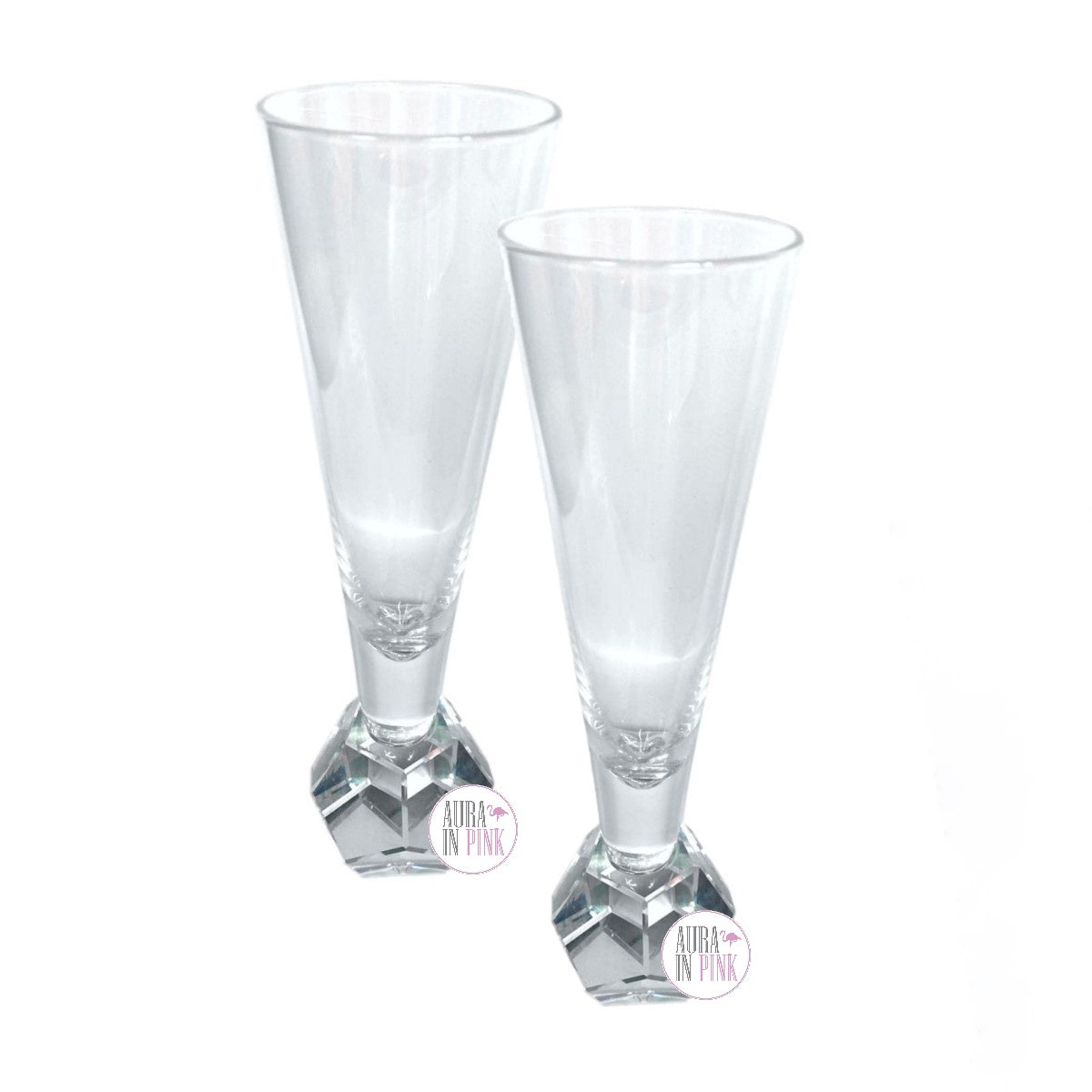 Set of 2 or 4 Aura Crystal Wine Glasses