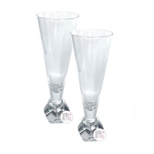 Modern Crystal Bling Hand-Crafted Stemless Cocktail & Champagne Glasses - Sets of 2