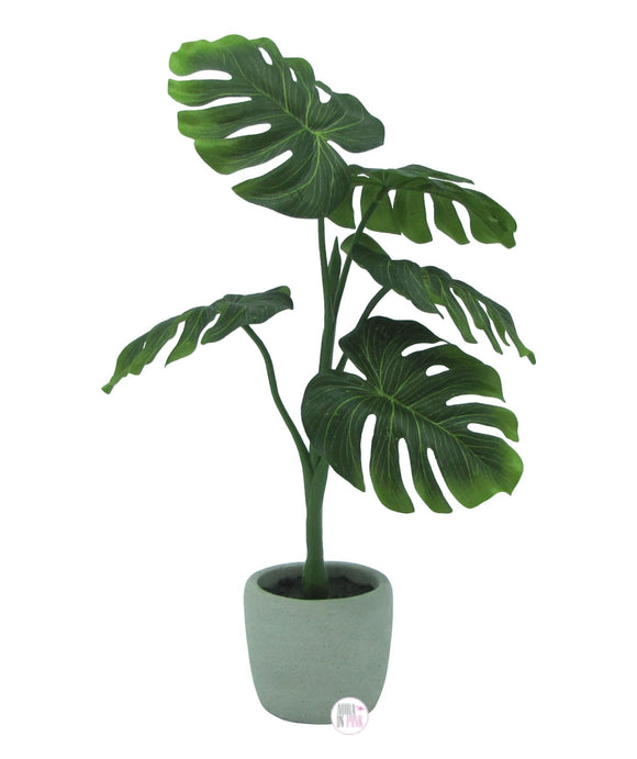 monstera silk plant Realistic Mini Clay Potted Jungle Monstera Deliciosa Silk Plant Décor