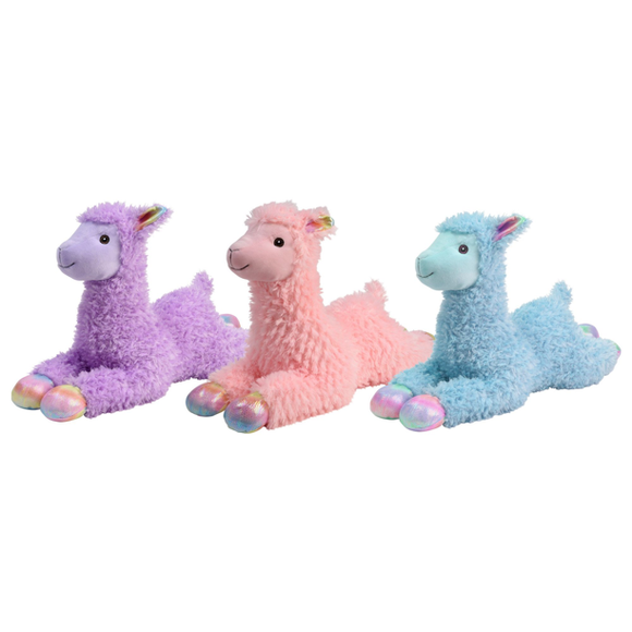Multipet Cuzzle Buddies Jumbo Llama Large Squeaky Plush Dog Toys - Purple, Pink, Blue - Aura In Pink Inc.