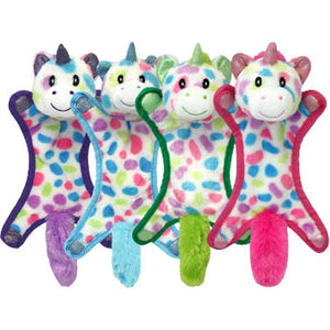 Multipet Cuzzle Buddies Unicorns Squeaky Plush Dog Toys - Pink, Purple, Blue, Green - Aura In Pink Inc.