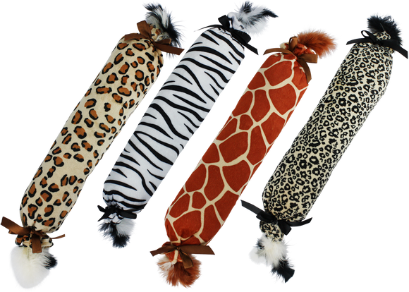 Multipet Katz Kuddlerz Safari Jumbo Crinkle Catnip Plush Cat Kicker Toys - Giraffe, Zebra, Leopard, & Cheetah Prints - Aura In Pink Inc.