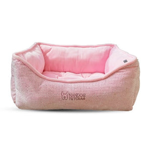 Nandog Pet Gear Luxury Rhinestone Bling Micro Plush Dog & Cat Pet Beds - Pink & Grey - Aura In Pink Inc.