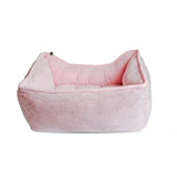 Nandog Pet Gear Luxury Rhinestone Bling Micro Plush Dog & Cat Pet Beds - Pink & Grey - Aura In Pink Inc.