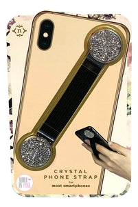 Nanette Lepore Crystal Bling Elasticized Phone Straps - Black & Silver - Aura In Pink Inc.