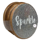 Natural Elements Sparkle Fizz Clink Pop Round Acacia Wood Resin 4-Piece Coaster Sets - Gold & Silver