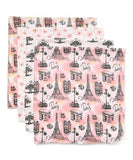 Necessities By Tendertyme Pink Eiffel Tower Macaron 4-Pc Receiving Blanket Set - Aura In Pink Inc.