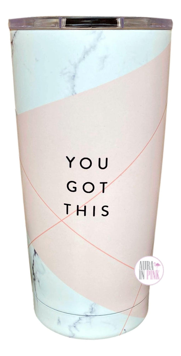 OCS Designs Inspirational Marbled You Got This Insulated Stainless Steel Travel Tumbler w/Lid - Aura In Pink Inc.
