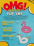 OMG! Surprise Flip 'Ems Don't Give a Flock Pink Flamingo Unicorn Pool Floaties Reversible Squeaky Plush Dog Toy - Aura In Pink Inc.