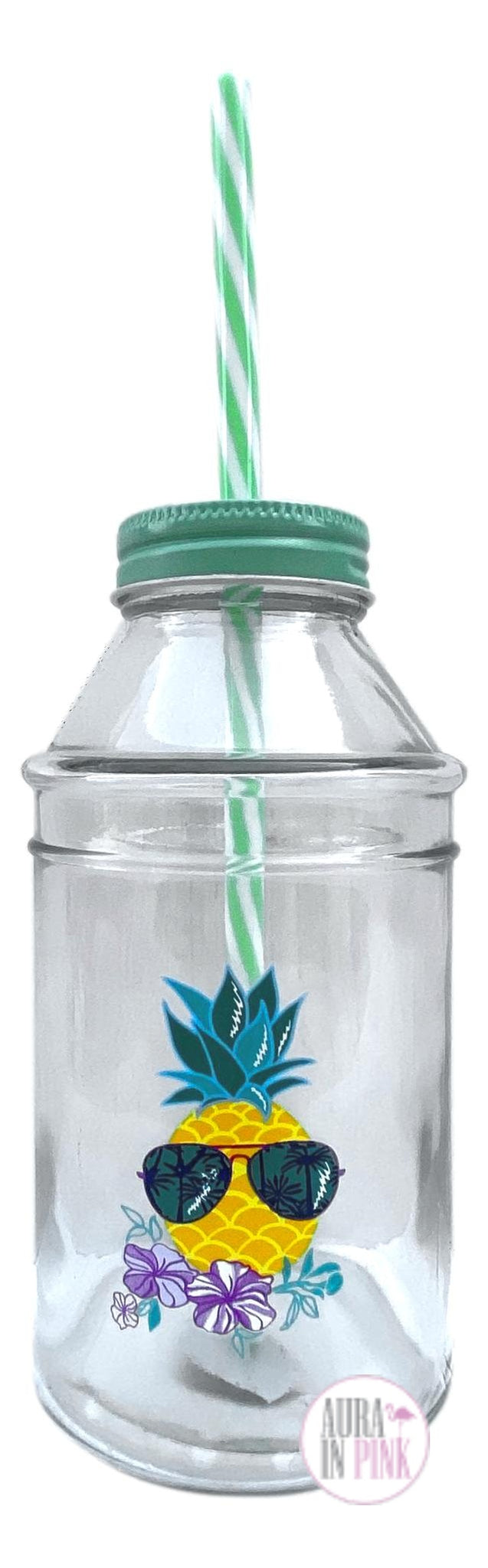 Glass Milk Bottles with Reusable Metal Twist Lids for Beverage