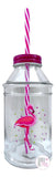 Old Fashioned Glass Sipper Milk Bottles w/Lids & Reusable Color Twist Straws - Aura In Pink Inc.