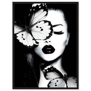 Oliver By Oliver Gal Black & White Dutchess Of The Butterflies Lady Glam Butterfly Wall Art Framed In Glass - Large - Aura In Pink Inc.