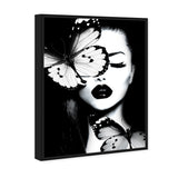Oliver By Oliver Gal Black & White Dutchess Of The Butterflies Lady Glam Butterfly Wall Art Framed In Glass - Large - Aura In Pink Inc.